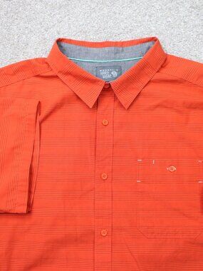 Mountain Hardwear Shirt Mens XL Orange Drummond Cotton/Poly Short Sleeve Button